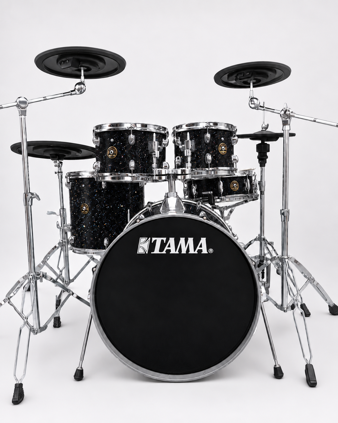 Black Glitter Glass - chrome hardware