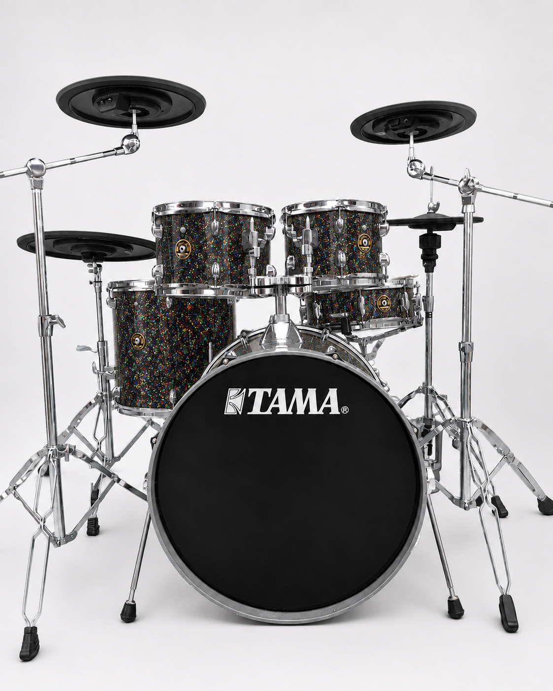 Black Hybrid Glitter Glass - chrome hardware