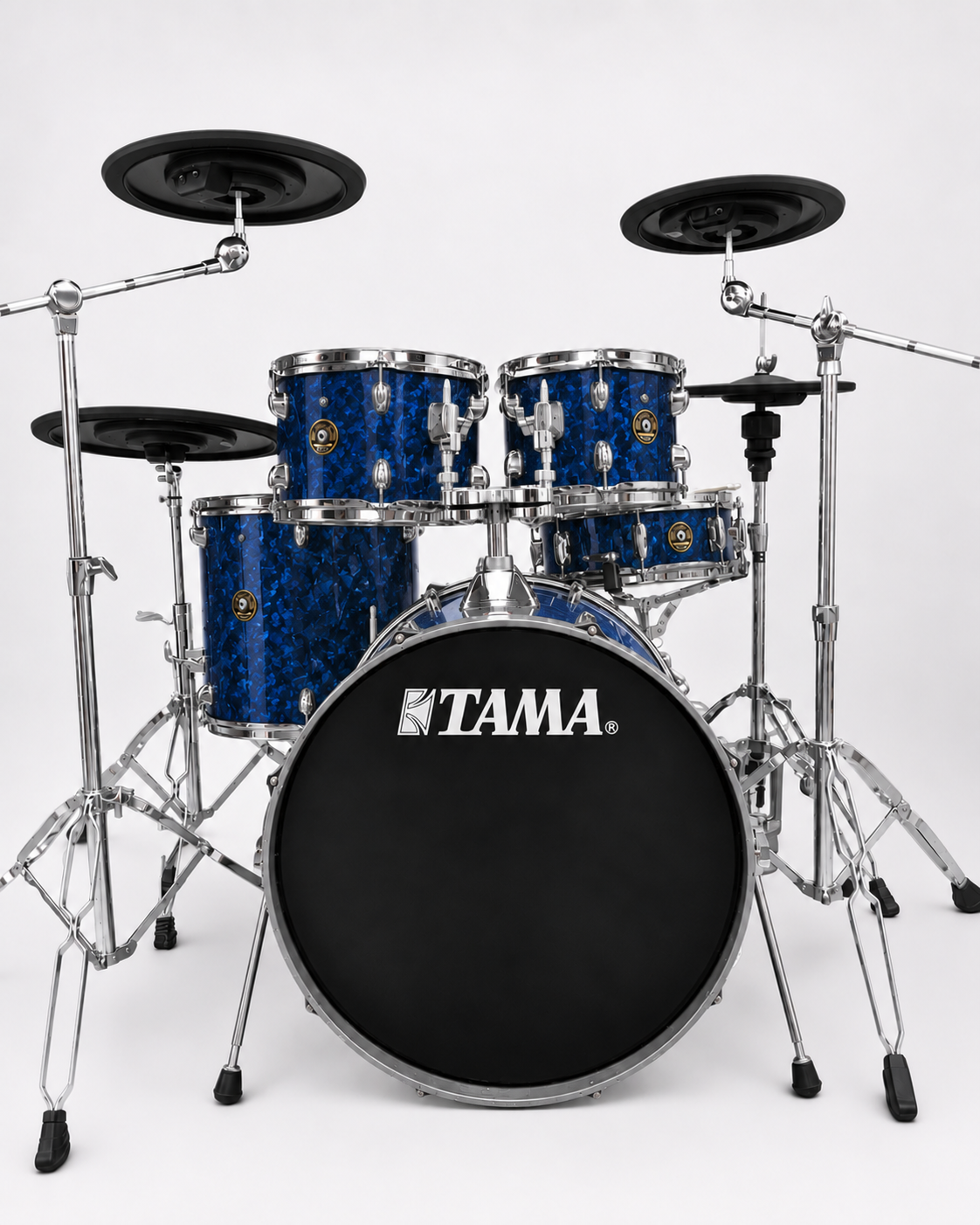Blue Glitter Glass - chrome hardware