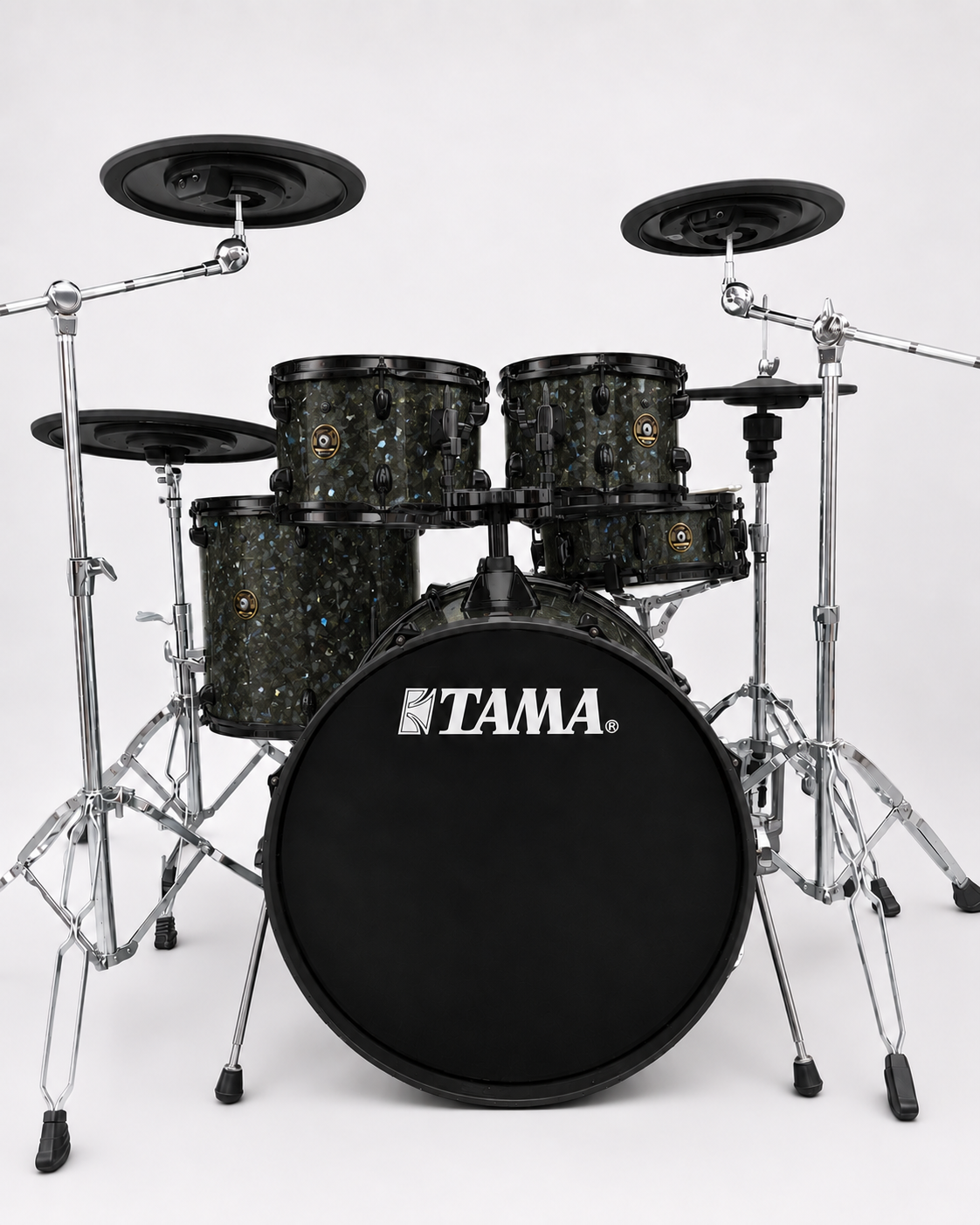 Grey Glitter Glass - black hardware