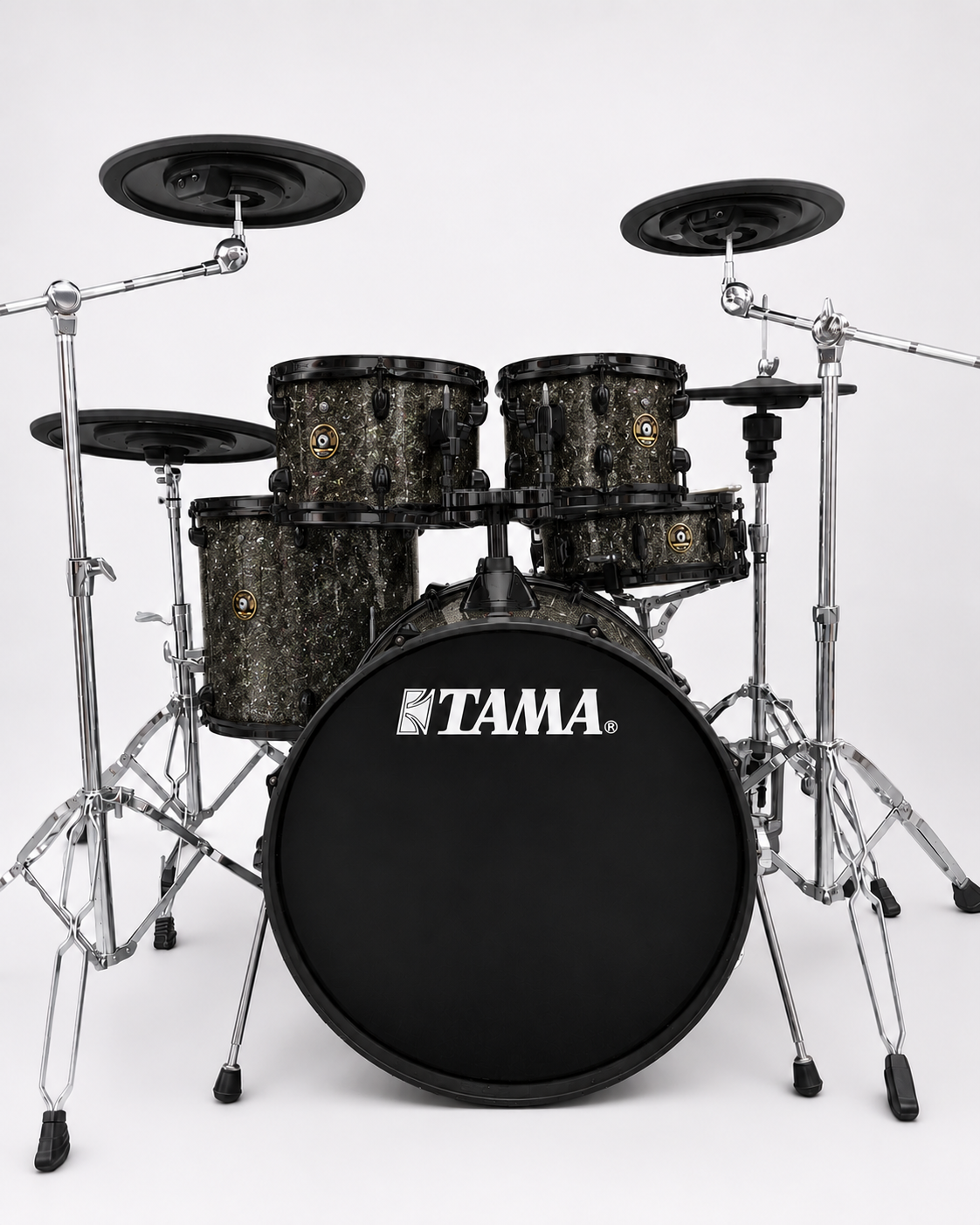 Pewter Glitter Glass - black hardware