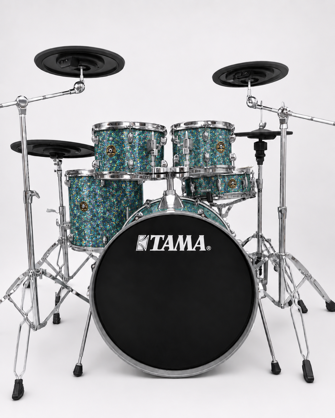 Turquoise Hybrid Glitter Glass - chrome hardware